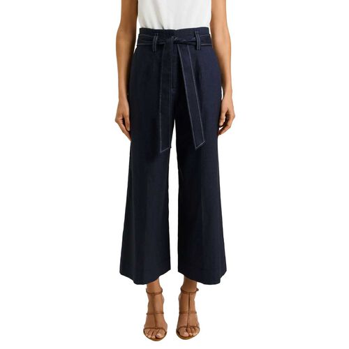 Veronika Maine Denim Look Belted Cropped Pant